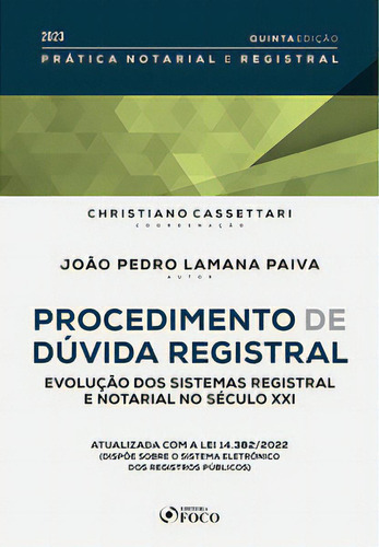 Procedimento De Dúvida Registral - 5ª Ed - 2023, De Paiva Lamana. Editora Editora Foco, Capa Mole Em Português