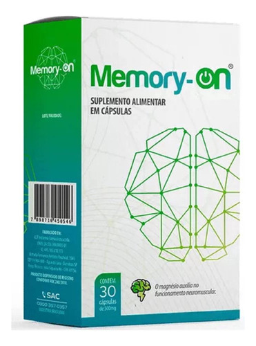 Suplemento En Cápsulas Memory-on Magnésio X 500mg