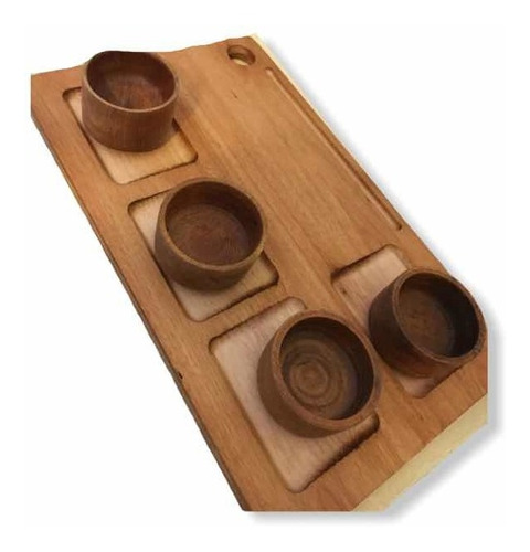 Combo Tabla Asado Picada + Cazuelas Cuencos Madera Dip