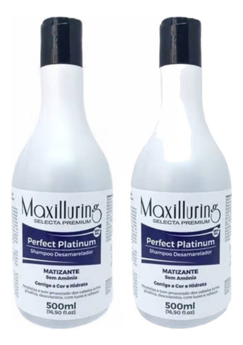Kit 2 Shampoo Desamarelador Platinum 500ml - Maxilluring