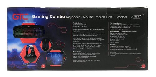 Imagen 4 de 9 de Combo Gamer Pc Mouse + Teclado + Pad + Auriculares Gtc 014