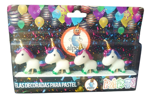 Vela Cumpleaños Fiesta Para Pastel Unicornio Mini 3 Pzas