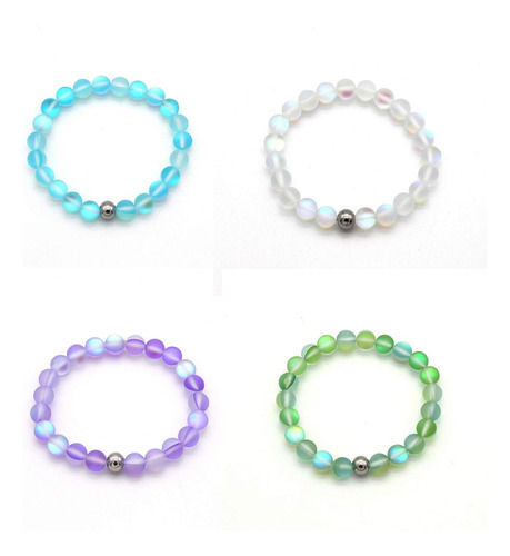 4 Pulseras Elásticas Con Cuentas De Sirena Mística, Hechas A