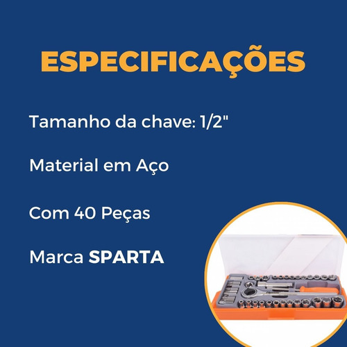 Jogo De Bits Soquetes 40 Pçs Sparta Chave Catraca Excelente.