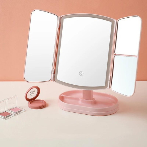 Espejo Tocador Maquillaje Profesional Aumento Led Plegable