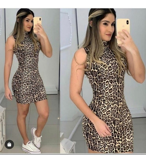 vestido animal print curto