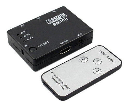 Imagen 2 de 5 de Spliter Switch Hdmi 3x1 1080p 3 Entradas Remoto Full Hd