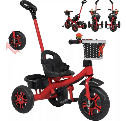 Triciclo Infantil Genérico Multifuncional + Cajuela Y Pedal