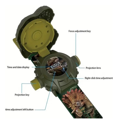 Reloj Proyector De Dinosaurios Divertido Luces Y Efectos