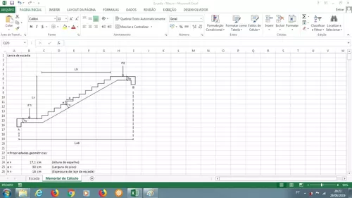 Planilha para cálculo de lances de escada 