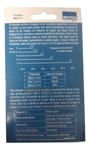 Medidor Estrías De Neumáticos Desgaste Cubiertas Ideal Vtv