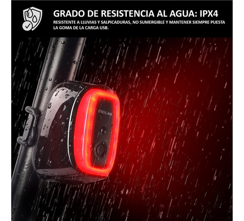 Luz Led Tras Bicicleta Recargable Para Smart Stop 50 Lumens