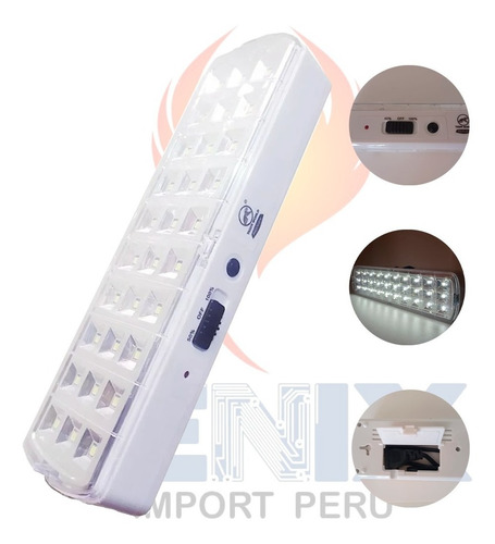 Lampara Y Luz De Emergencia Recargable 30 Leds 3w Re11