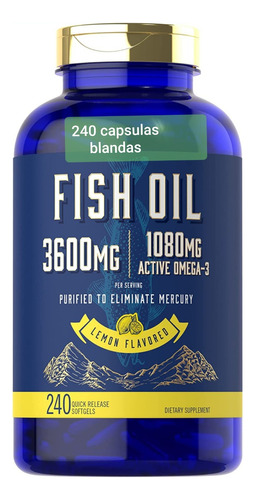 Fish Oil 3600mg Omega 3 2160mg 180 Softgels Envio Hoy