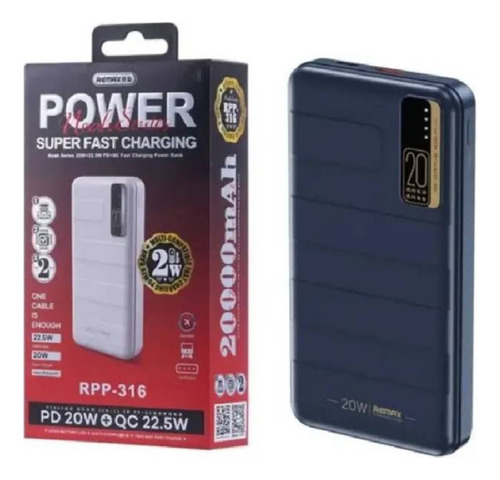 Remax Rpp-316 Power Bank 20000 Mah Carga Rapida 22.5w