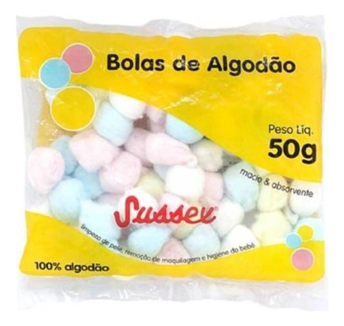 Bolas De Algodão Sussex Colorido - Macio 50g ( 10 Pacotes )