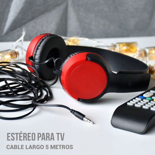 Imagen 3 de 6 de Auriculares Vincha Cable 5 Metros Jack 3.5mm Ideal Tv Pc