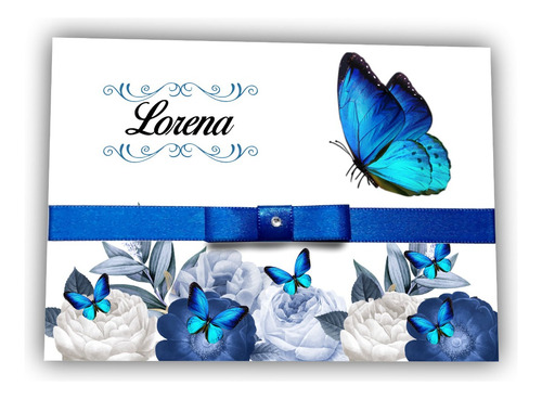 50 Convites 15 Anos Borboleta Azul
