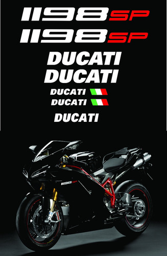 Kit Adesivos Compatível Ducati 1198sp Preta Dct1198sp6 Cor ADESIVO DUCATI 1198SP
