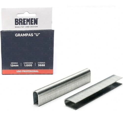 Grampas Grapas U Bremen 12mm De Altura 3688 Caja X1000 Pz