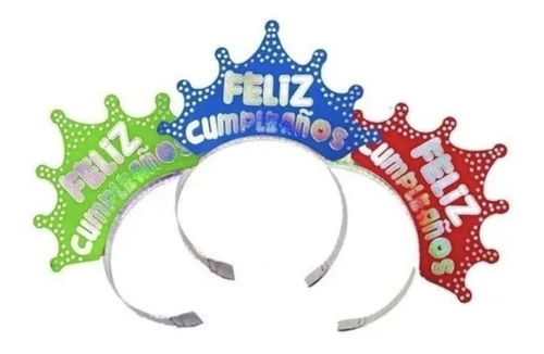 12 Diademas Feliz Cumpleaños Accesorios Neón Princesa Fiesta