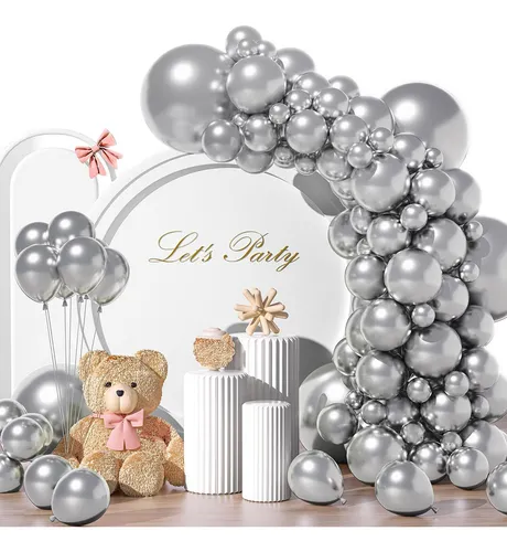 134pcs Globos Metalicos Decoracion Con Globos Xuedina Color Plateado