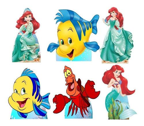 Imagem 2 de 6 de Kit Decoração De Festa A Pequena Sereia 6 De Mesa + Painel
