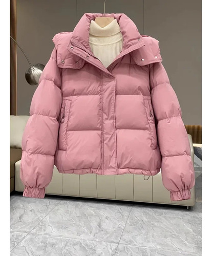 Chaqueta Holgada De Invierno Con Capucha Y Acolchado De Algodón Para Mujer