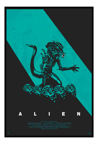 Cuadro Poster Premium 33x48cm Alien Ilustracion