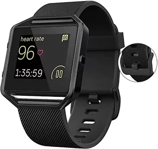 Malla De Reloj Fitbit Blaze Negra Con Marco De Metal