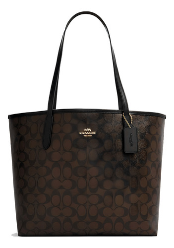 Bolsa Coach Original Dama City Tote Dark Brown Con Botón Marrón Oscuro