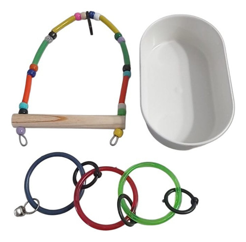 Kit Banheira Simples Balanço E Argolas, Calospita, Agapornis