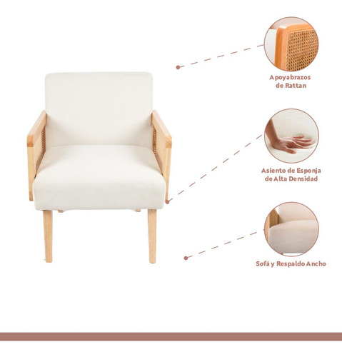 Sillon Madera Rattan Relaxia - Blanco