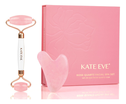 Set Facial Roller & Gua Sha Kate Eve Elite Rose Quartz