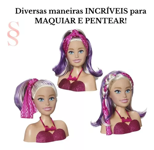 Boneca Barbie Busto Maquiagem Styling Head Faces Acessorios - Rosa