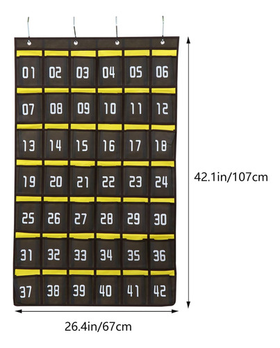 Soporte De La Calculadora De Aula Numerada Con 42 Bolsillos,