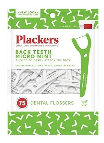 Plackers Back Teeth Micro Mint Flossers, 75 Count