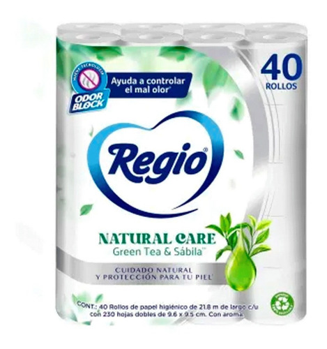 Papel Higiénico Regio® Natural Care 40 Rollos Hojas Dobles