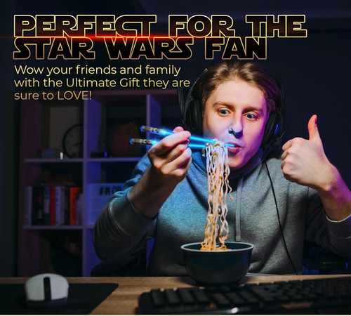 Lightsaber Chopsticks Light Up Star Wars Led Azul, 1 Par