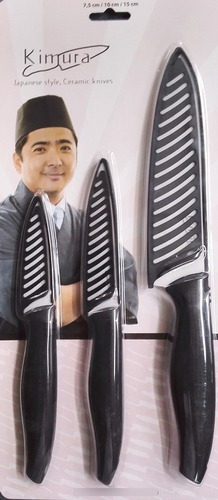 Cuchillos De Ceramica Set X3 Kimura 28,5cm 21,5cm 19cm