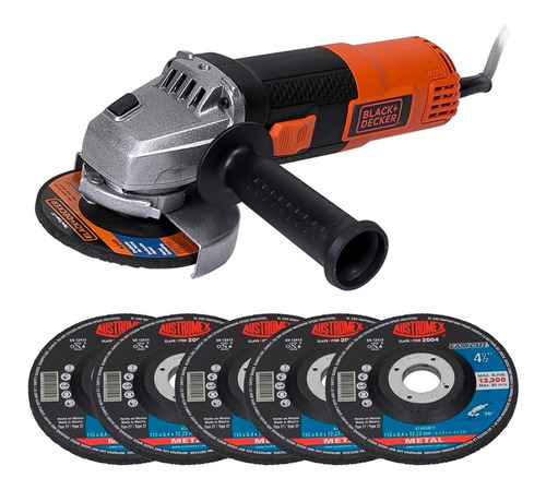 Esmeriladora Angular 4 1/2 Pul Black&decker + 6 Discos