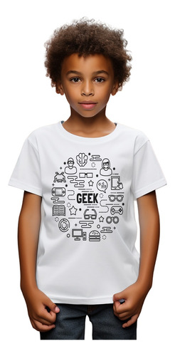 Camiseta Infantil Masculina Sf2 Geek Elementos Nerd