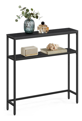 Mesa Consola 2 Niveles Gris Carbón Y Negro 20 X 80 X 80 Cm