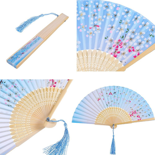 2 Piezas Abanicos De Mano Plegables BambĂș Para Mujer Regalos