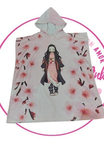 Nezuko Poncho Toalla Microfibra C/capucha Todos Los Talles