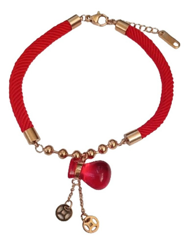 Pulsera Roja De Mujer Con Dije Fortuna Monedas China