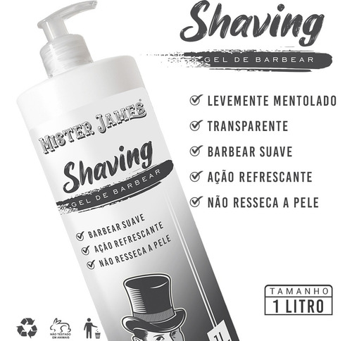 Kit 2 Shaving Gel De Barbear Shave Profissional Mister James