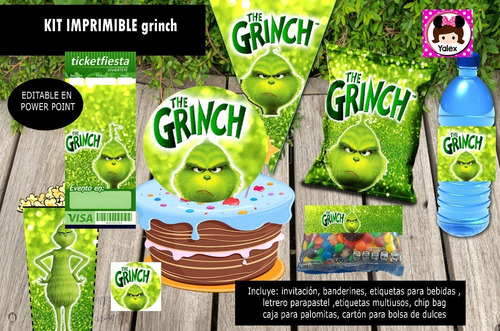 Kit Imprimible Grinch Editable Fiesta