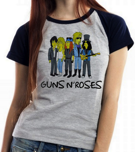 Blusa Baby Look Simpsons Guns In Roses Banda Rock Musica