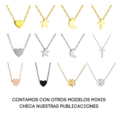 Imagen 6 de 8 de Collar Mujer Hombre Corazón Mini Minimalista Acero Negro